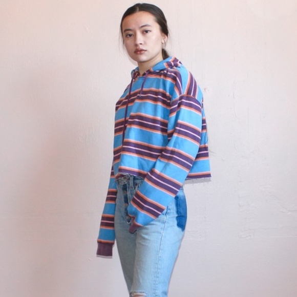 striped cropped hoodie